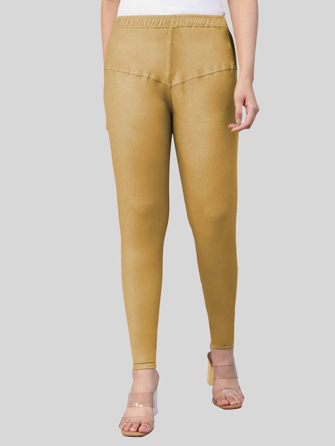 Light gold shimmer plain leggings - Charu Boutique - 1049408
